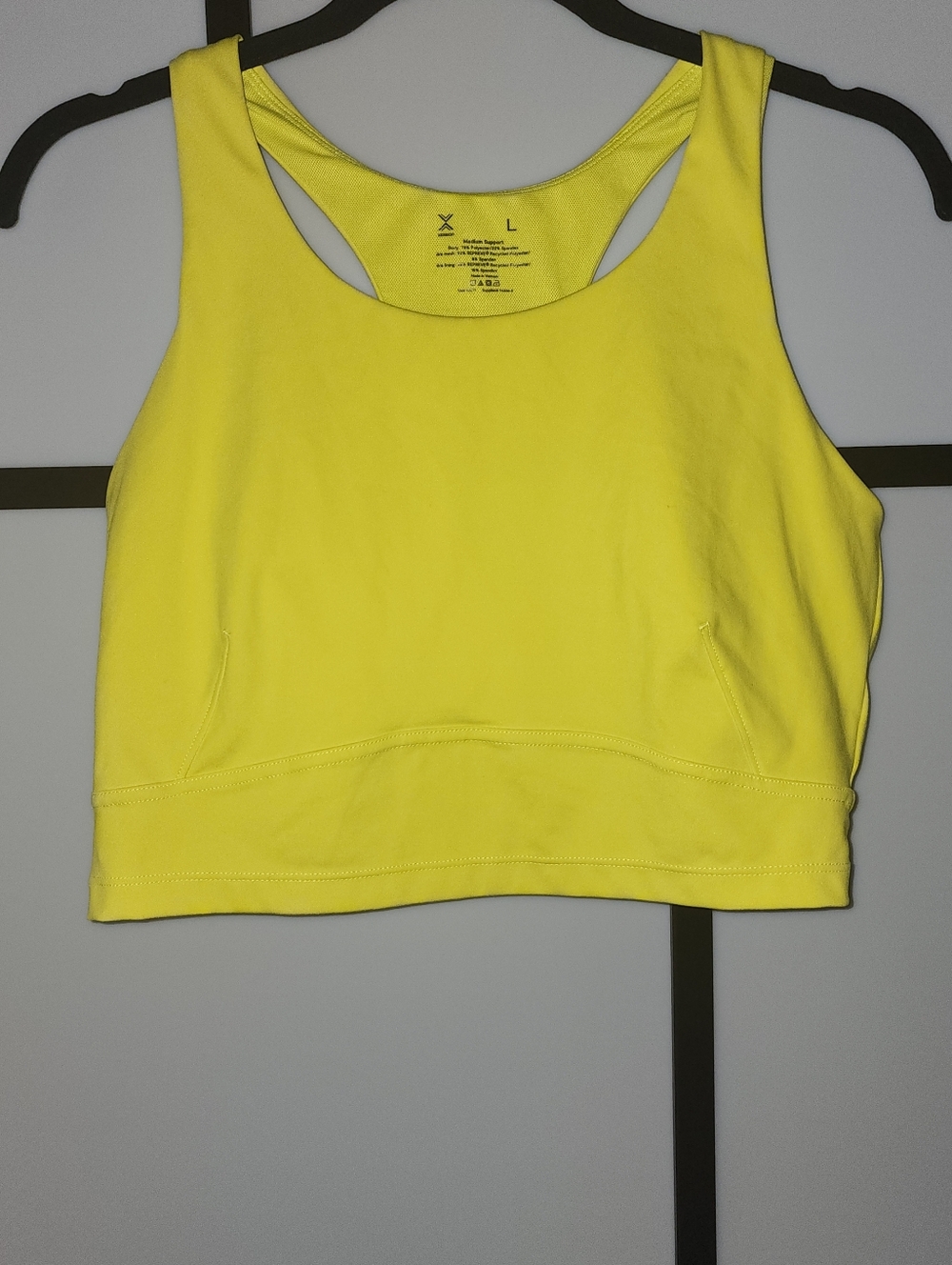 Xersion Bright Yellow Racerback Sports Bra, Sz L